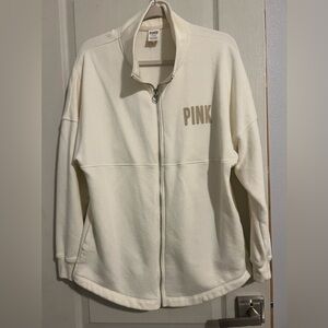 Victorias Secret Pink cream zippered jacket medium